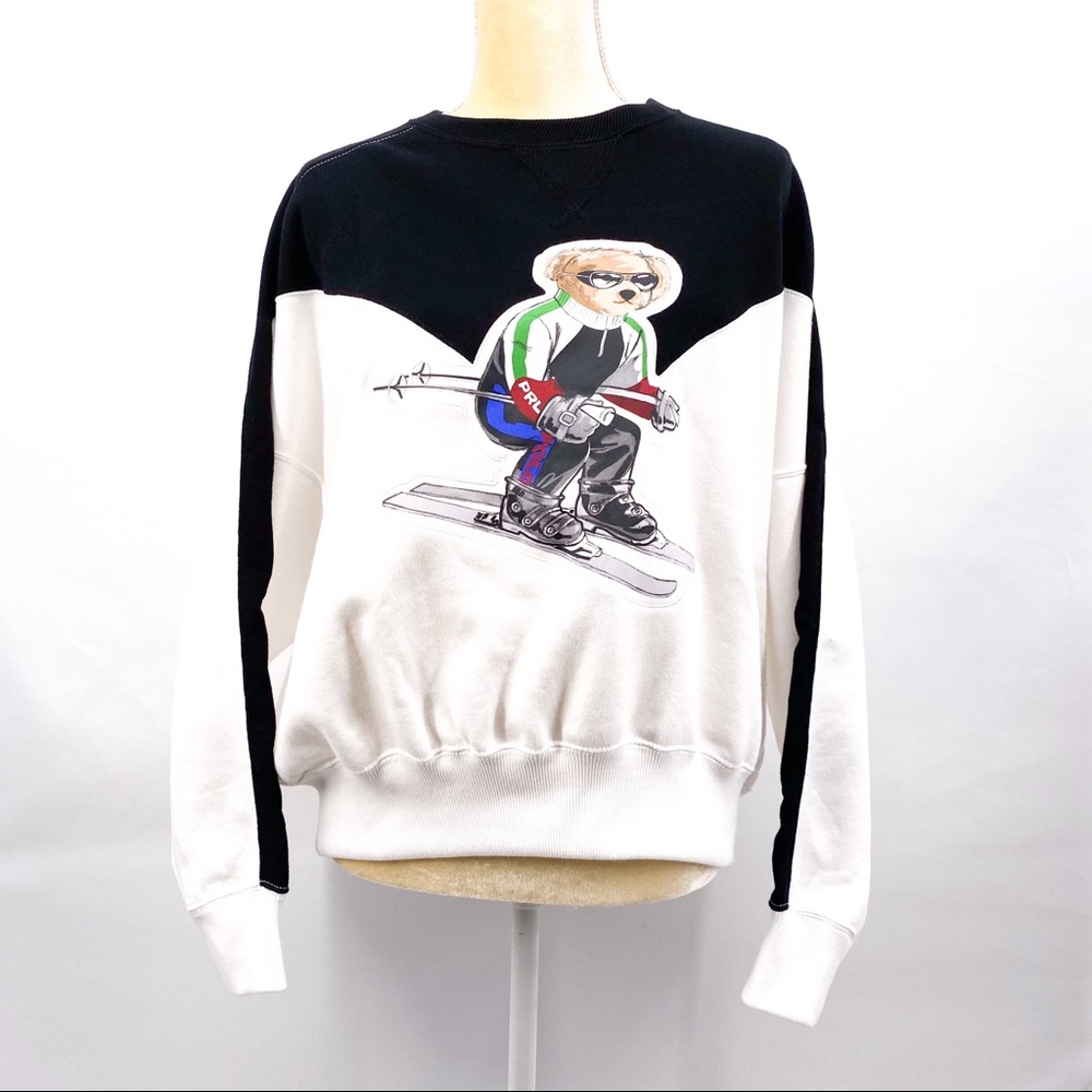 Polo by Ralph Lauren Black and White Ski Bear Crewneck Sweatshirt